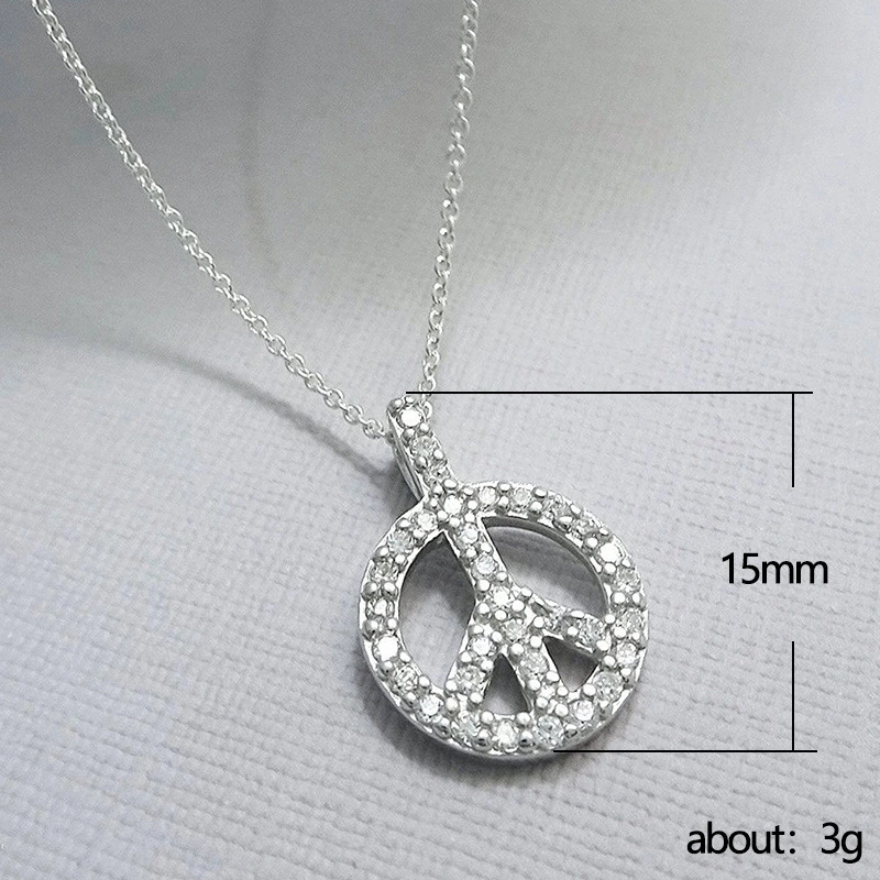 Live broadcast of the new simple personality anti-war peace symbol necklace diamond hollow clavicle chain wholesale