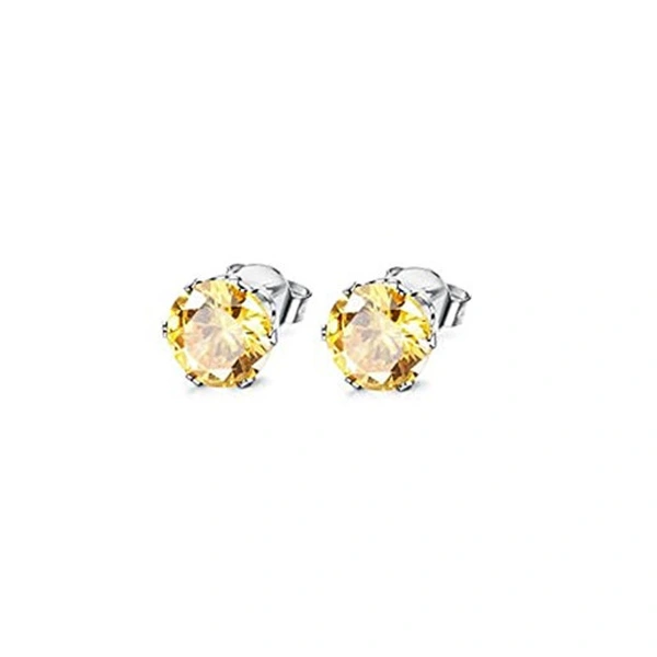 Hot selling classic six-claw colorful zircon earrings for men and women, mini colored gemstone earrings