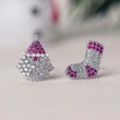  Christmas festive atmosphere earrings asymmetrical cute earrings for women popular style micro-inlaid zircon jewelry