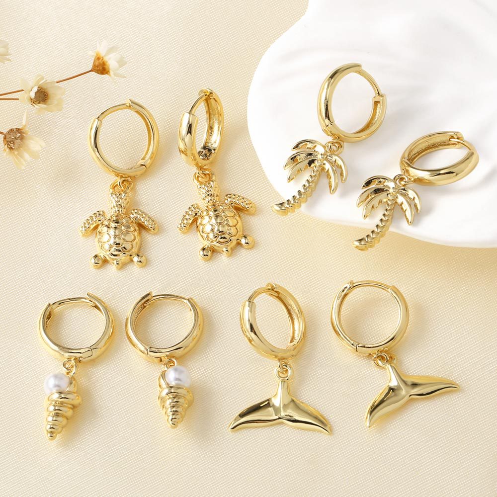 AS jewelry Europe and the United States hot selling ocean style fishtail turtle conch pendant earrings earrings female ers33 ring