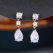 Small fresh classic teardrop earrings light luxury micro-inlaid pear-shaped zircon bridal banquet temperament earrings for women