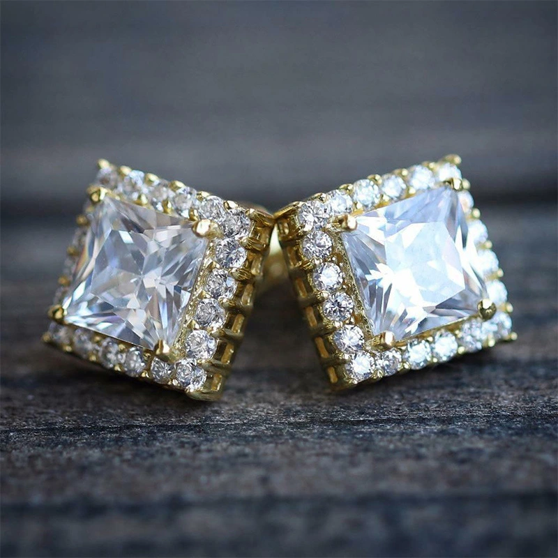 New wholesale classic versatile women's square earrings fashionable exquisite zircon earring accessories