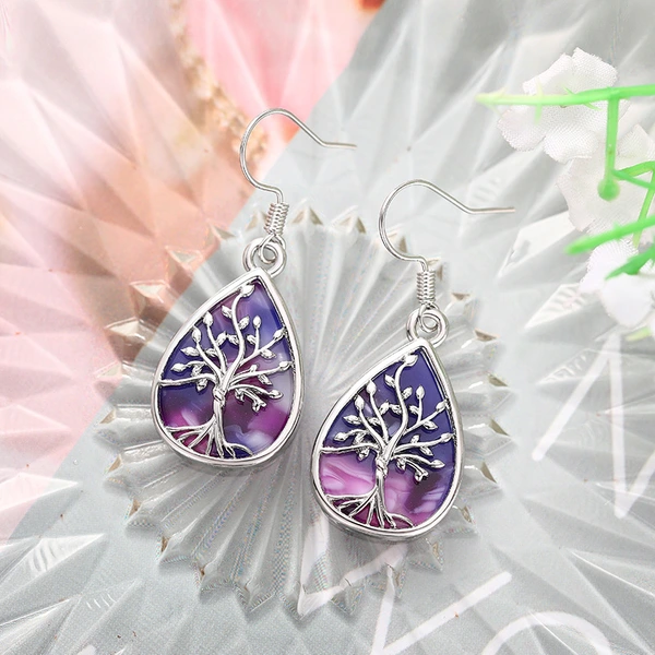  Factory direct sale glue drop earrings for women, branch water drop metal electroplating shiny jewelry, fashionable jewelry set