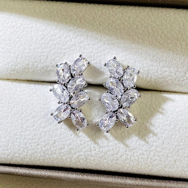  Korean elegant OL temperament earrings mix and match sparkling zircon micro-inlaid oval earrings factory direct sales