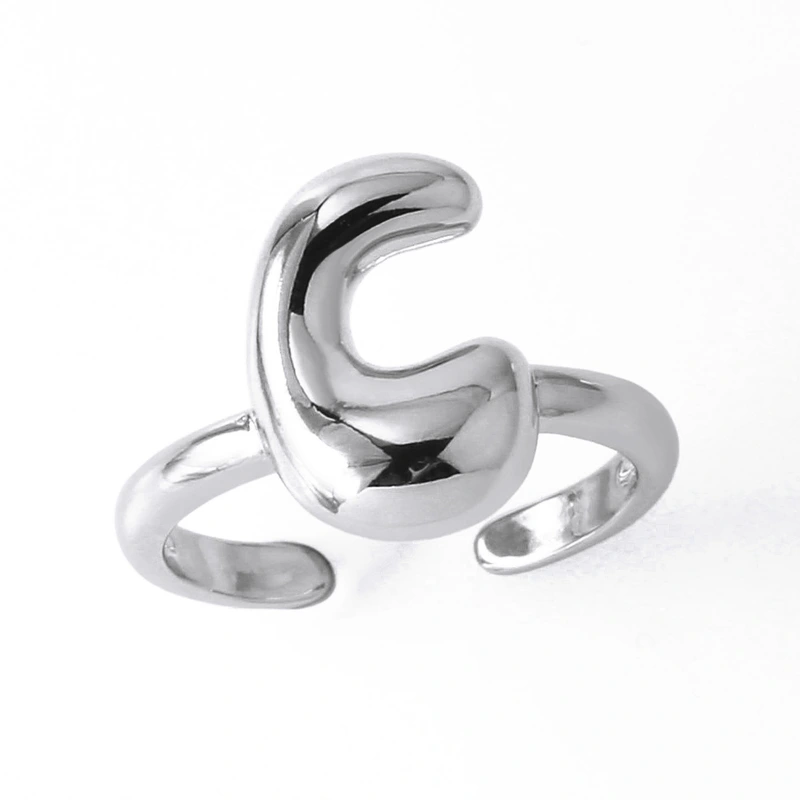 AS jewelry European and American hot selling 26 English letters ring female copper plated 18k gold open ring rih05