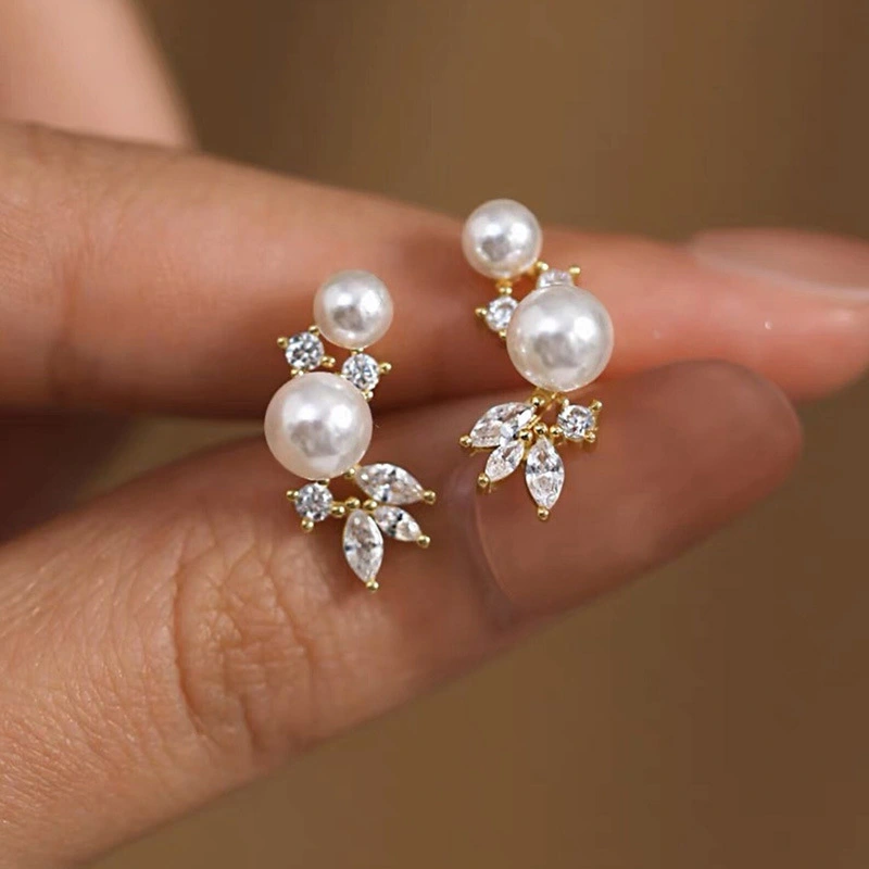 Korean style gentle horse eye earrings for ladies imitation pearls personality internet celebrity style jewelry factory direct sales hot style