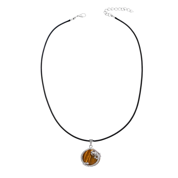 Retro sun pendant necklace Chinese style geometric tiger eye stone wrapped dragon pendant men and women jewelry nkb664