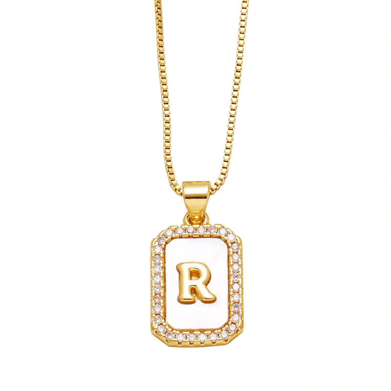 AS jewelry European and American new shell cube 26 English letters necklace clavicle chain female nkb581
