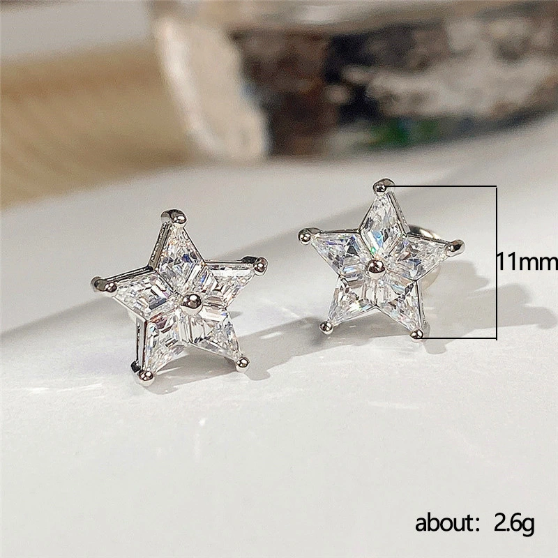 Fashion star zircon earrings for women simple temperament five-pointed star earrings beautiful and versatile student earrings