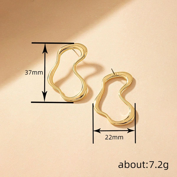 Heart-shaped irregular line earrings fashionable personality simple cold style earrings metallic party earrings