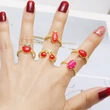 Clearance AS jewelry oil drop fruit strawberry cherry ring open ring female rij53 ring