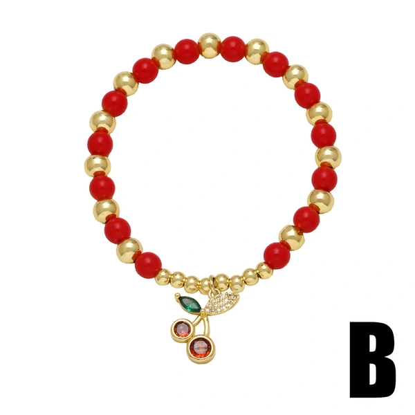 AS jewelry new hot selling fruit cherry pendant bracelet beaded hand jewelry bre44 bracelet