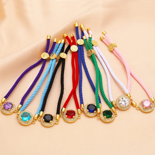 European and American simple fashion inlaid colored zircon bracelet niche design retro high-end hand rope jewelry brm13