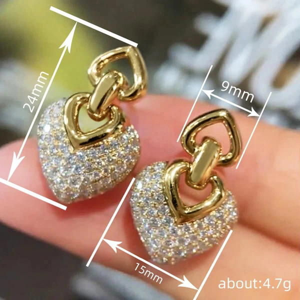 Design sense European and American style earrings for women love double peach heart jewelry chic style urban beauty exquisite accessories