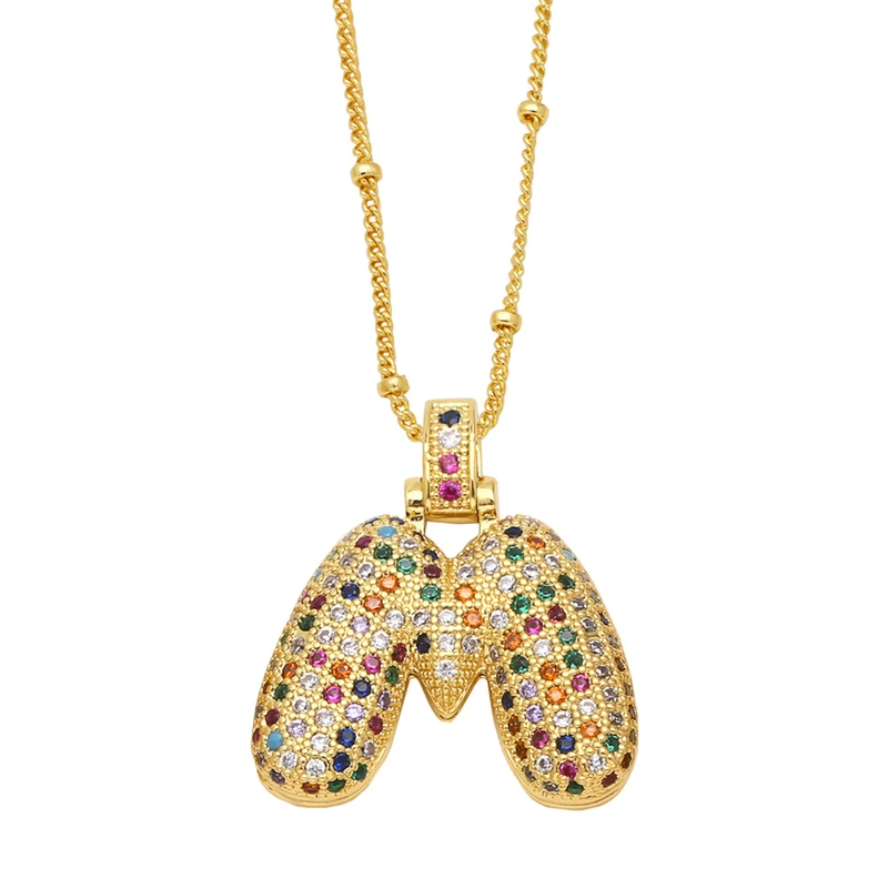 AS jewelry new color 26 English letters pendant necklace female inlaid zircon clavicle chain nkb031