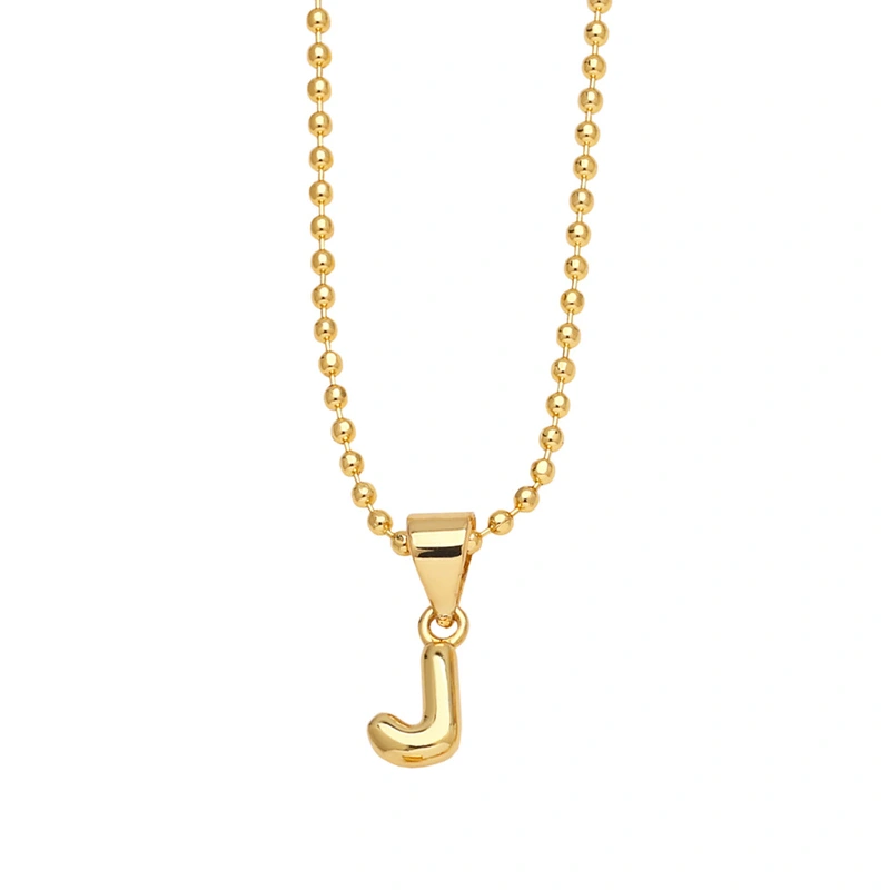 Hot sale 26 letters necklace female copper plated real gold polished letter pendant clavicle chain nkq67