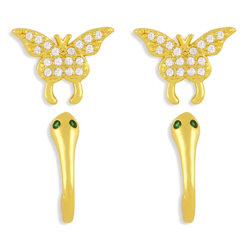 Clearance Korea Dongdaemun small earrings for girls trendy short smiley snake diamond earrings erw83