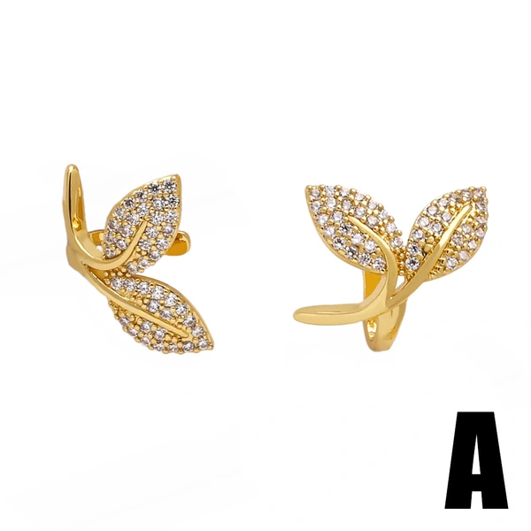Hot selling zircon ear bone clip earrings niche light luxury gold-plated flower ear clip earrings era082