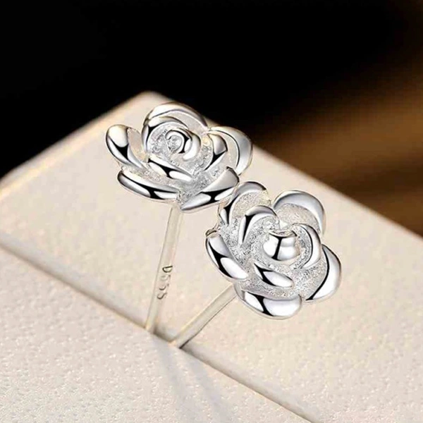   New style earrings simple platinum-plated rose earrings for women small fresh jewelry girly heart earrings