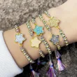 European and American Bohemian color bracelet female braided rope crystal five-pointed star ethnic style pull-out bracelet bre64