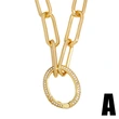 Clearance European and American thick chain metal diamond geometric oval pendant splicing necklace female trend INS necklace nkv91