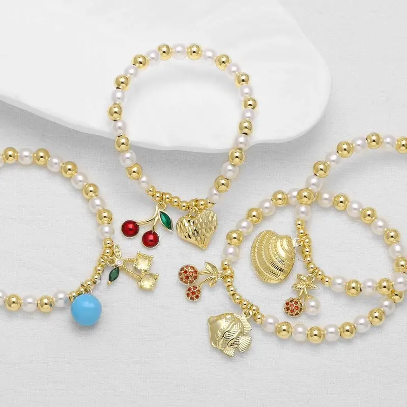 AS jewelry hot selling pearl fruit cherry shell pendant bracelet female gold-plated hand jewelry brd06