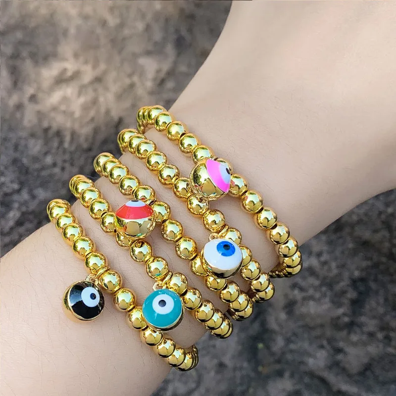 Clearance Europe and the United States hot selling devil eye bell bracelet female niche copper plated 18K gold bead bracelet brj83