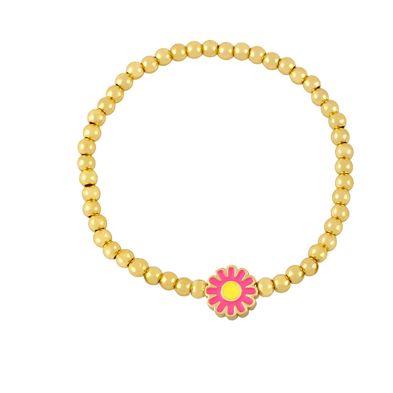 Clearance European and American style gold beaded simple colorful daisy bracelet handmade bre85