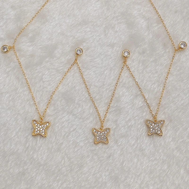 Live new product recommendation: fairy-style butterfly zircon necklace for women, sweet and versatile clavicle necklace