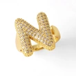 AS jewelry 26 English letters ring female gold-plated full zircon open ring rih31