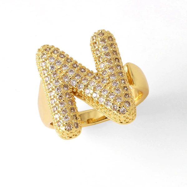 AS jewelry 26 English letters ring female gold-plated full zircon open ring rih31