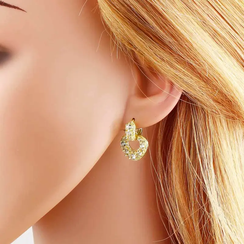 AS jewelry hot selling love peach heart earrings female gold-plated inlaid zircon heart-shaped earrings era392