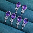 Stylish and dazzling amethyst earrings, fashionable and versatile, simple and short, light luxury earrings, popular online jewelry