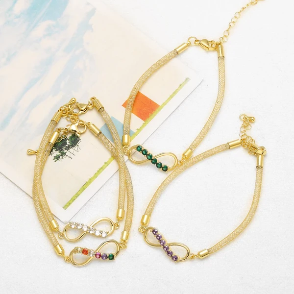 AS jewelry hot selling copper plated real gold full zircon 8 figure bracelet hand jewelry brf98 bracelet