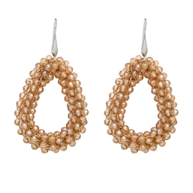 European and American jewelry Bohemian handmade beaded teardrop earrings fashionable personality rice bead earrings err60