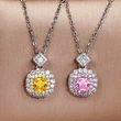 Hot-selling online live streaming princess diamond pink cluster inlaid zircon pendant necklace for women fashionable and versatile necklace