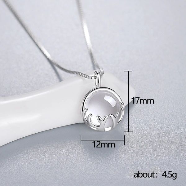 Live hot selling light luxury niche deer antler pendant necklace imitation moonstone one deer with you sweater chain