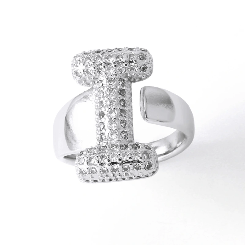 Jewelry Europe and the United States hot selling 26 English letter ring gold-plated full zircon fat letter ring rih91