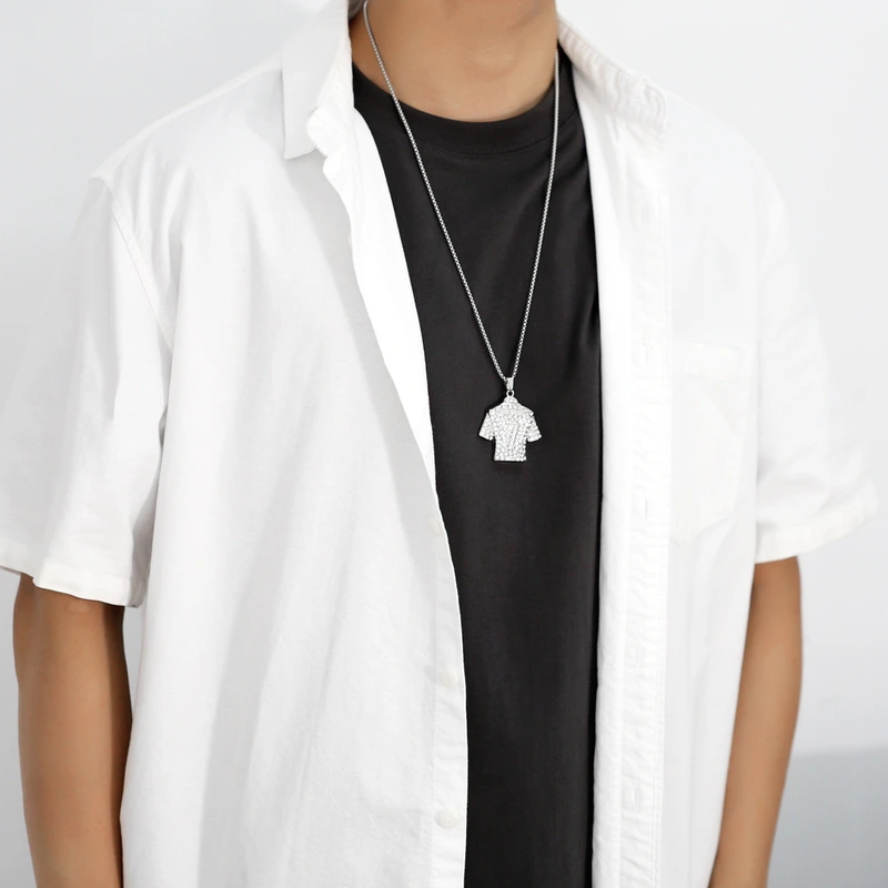 European and American hip-hop jewelry inlaid with rhinestones Ronaldo No. 7 jersey pendant necklace long sweater chain nkb314