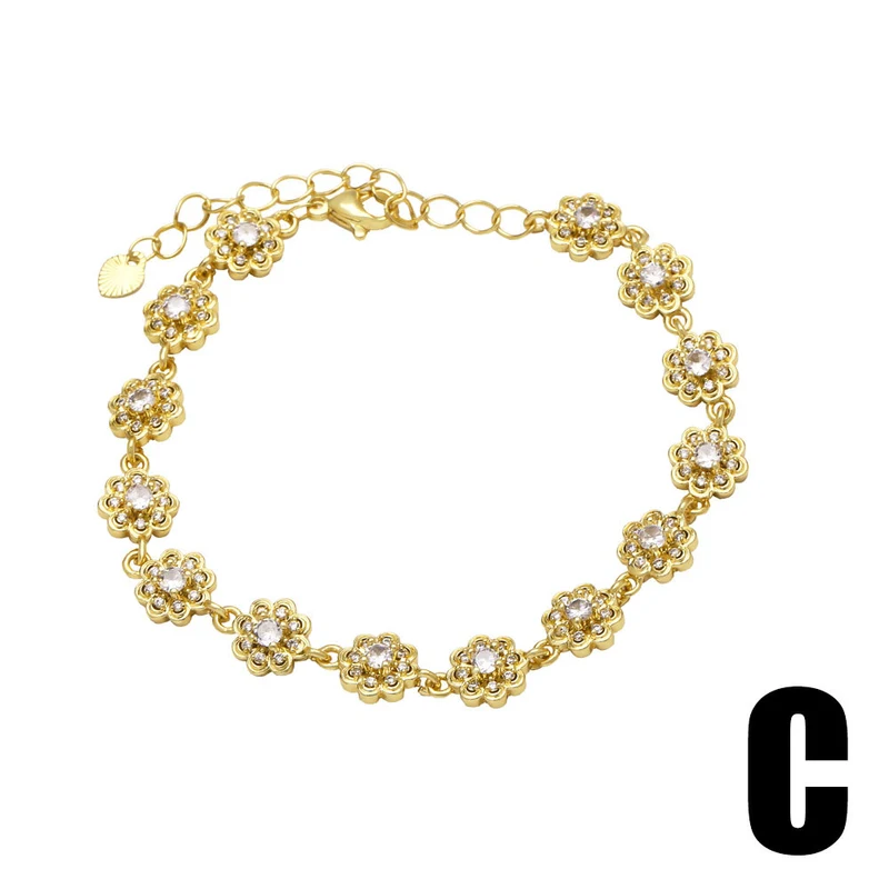 AS jewelry hot selling love full zircon bracelet copper plated real gold moon bracelet hand jewelry brb84