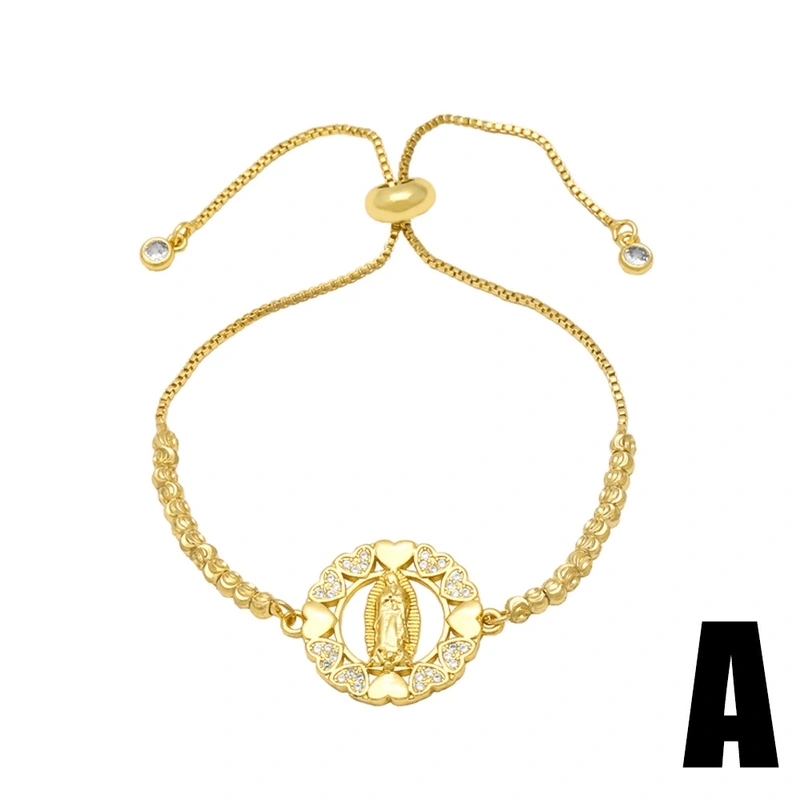 AS jewelry European and American love Virgin Mary zircon bracelet female copper plated 18K real gold bracelet jewelry accessories brf28