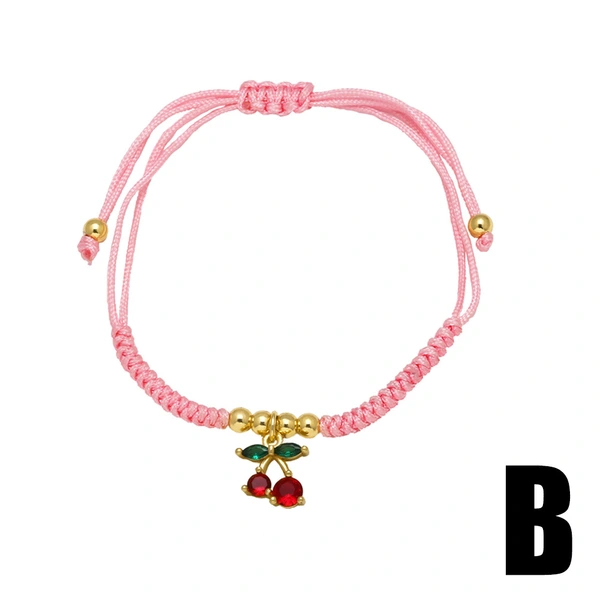 AS jewelry popular fruit cherry pendant bracelet female woven adjustable hand rope brd94