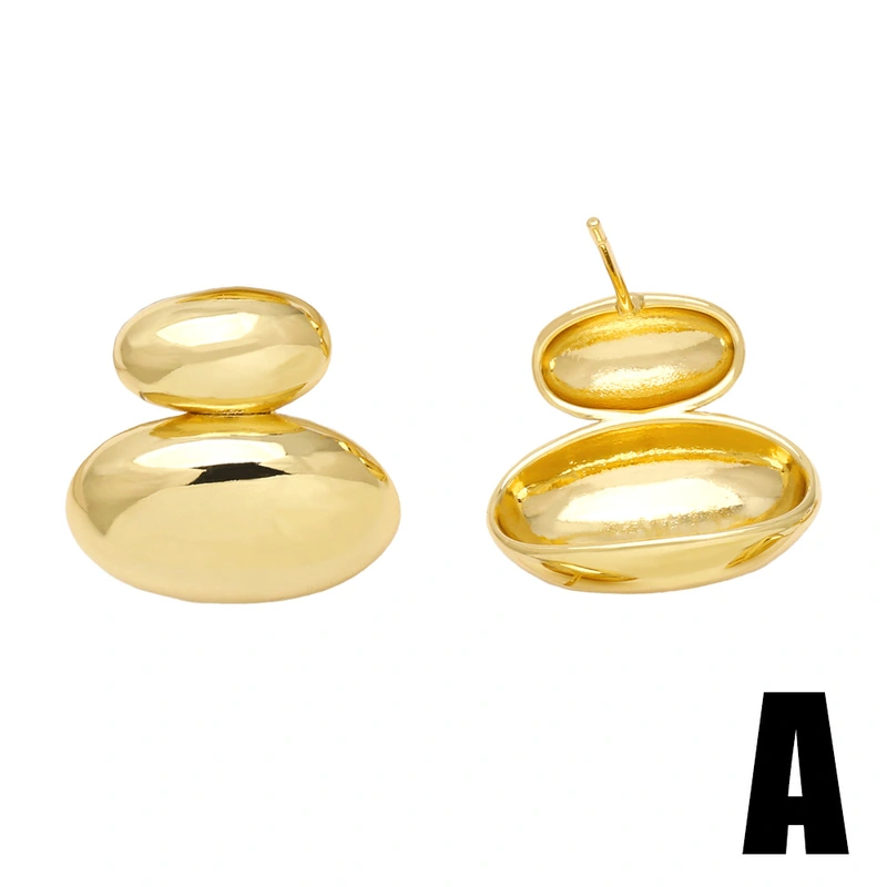 Clearance European and American simple shell earrings niche design copper plated 18k gold earring accessories erv38