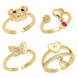 Clearance European and American jewelry INS bear love ring cute diamond butterfly girl ring rip33