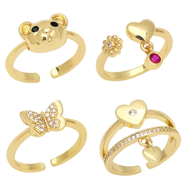 Clearance European and American jewelry INS bear love ring cute diamond butterfly girl ring rip33