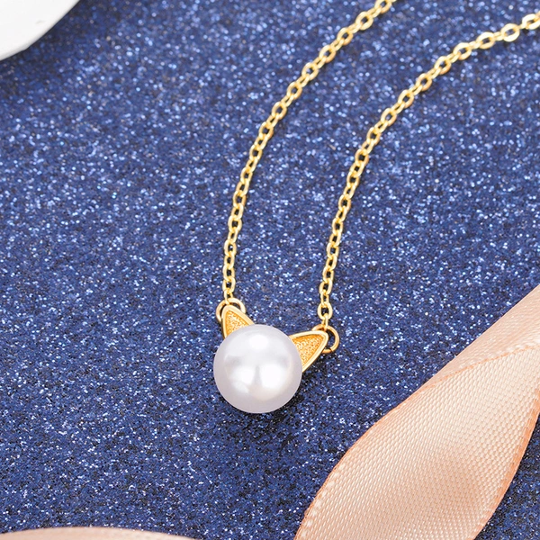  Korean version of the lady lady kitten ear jewelry necklace earrings jewelry set cute imitation pearl earrings