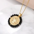 AS jewelry Our Lady pendant necklace female retro high-end gold-plated rice bead clavicle chain nkv59