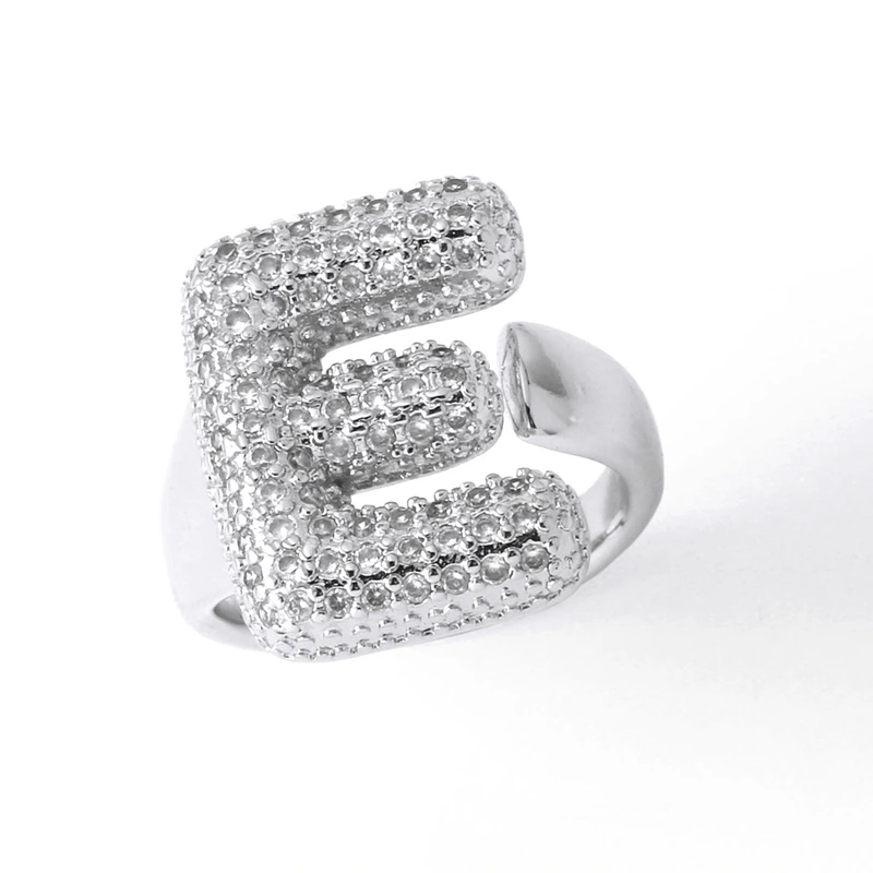 Jewelry Europe and the United States hot selling 26 English letter ring gold-plated full zircon fat letter ring rih91
