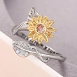  Sunflower Flower Adjustable Ring Women's Realistic Engraving Fashion Ring Popular Flower Leaf Jewelry