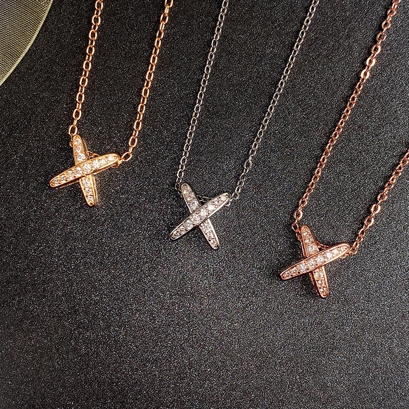 Women's new letter X necklace European and American student forest clavicle chain pendant necklace jewelry